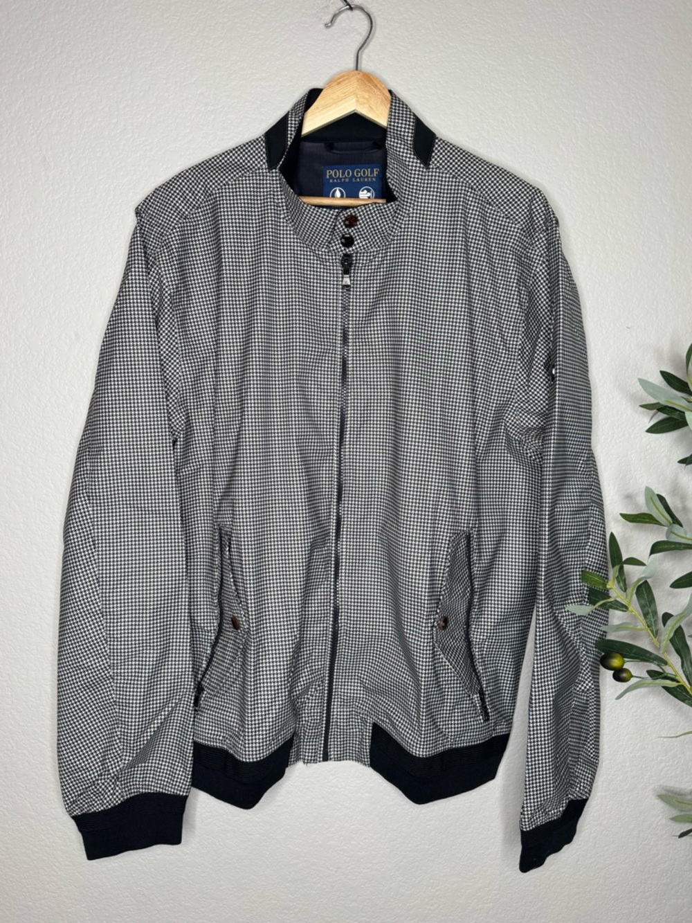 Polo Golf Ralph Lauren Houndstooth Full ZipJacket XL Windbreaker Water Resistant